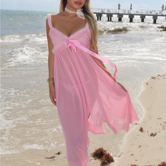Dolls Kill Pink Chiffon Beach Dress - Picture 3 of 3